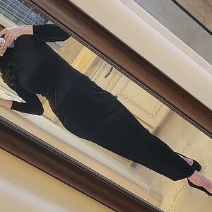 Express Black Velvet Long Sleeve Maxi Dress, XS
